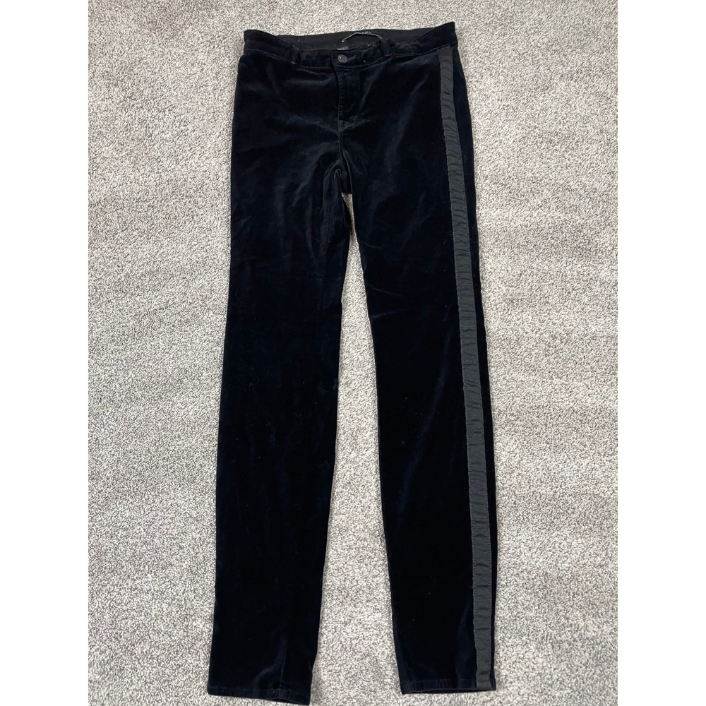 J Brand Pants Womens 27 Black Velvet Katharine Slim Skinny Party Event Rock Goth